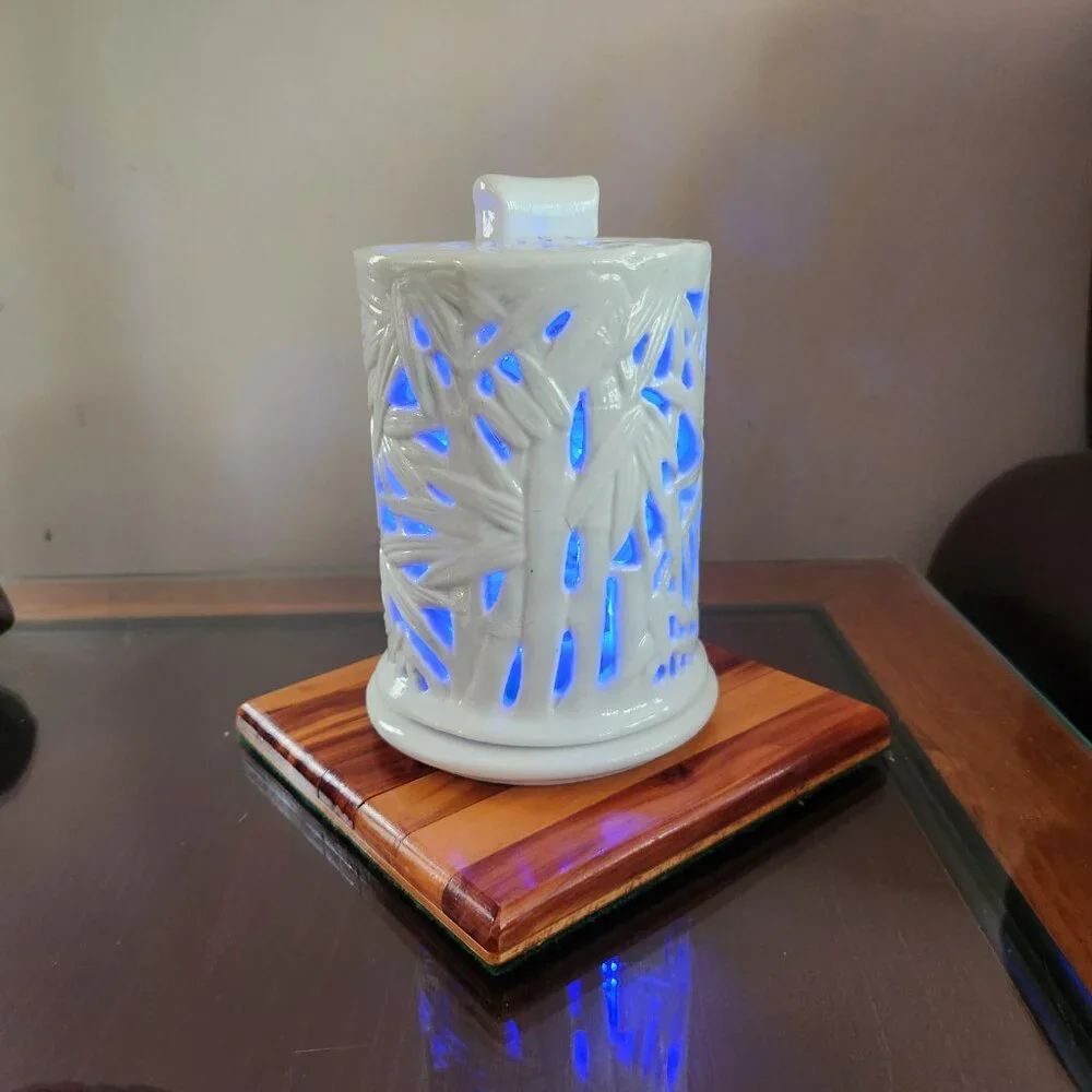 Andrea By Sadek White Porcelain Reticulated Two Piece Candle Holder / Fairy Lamp